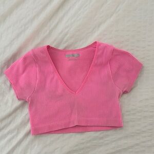 Forever 21 Bright Pink Ribbed Crop Top
